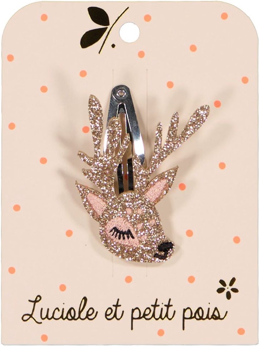 Luciole Et Petit Pois | Haarknipjes | Haarspeldjes | Glitter | Hert Goud | 5cm | 1 Stuk