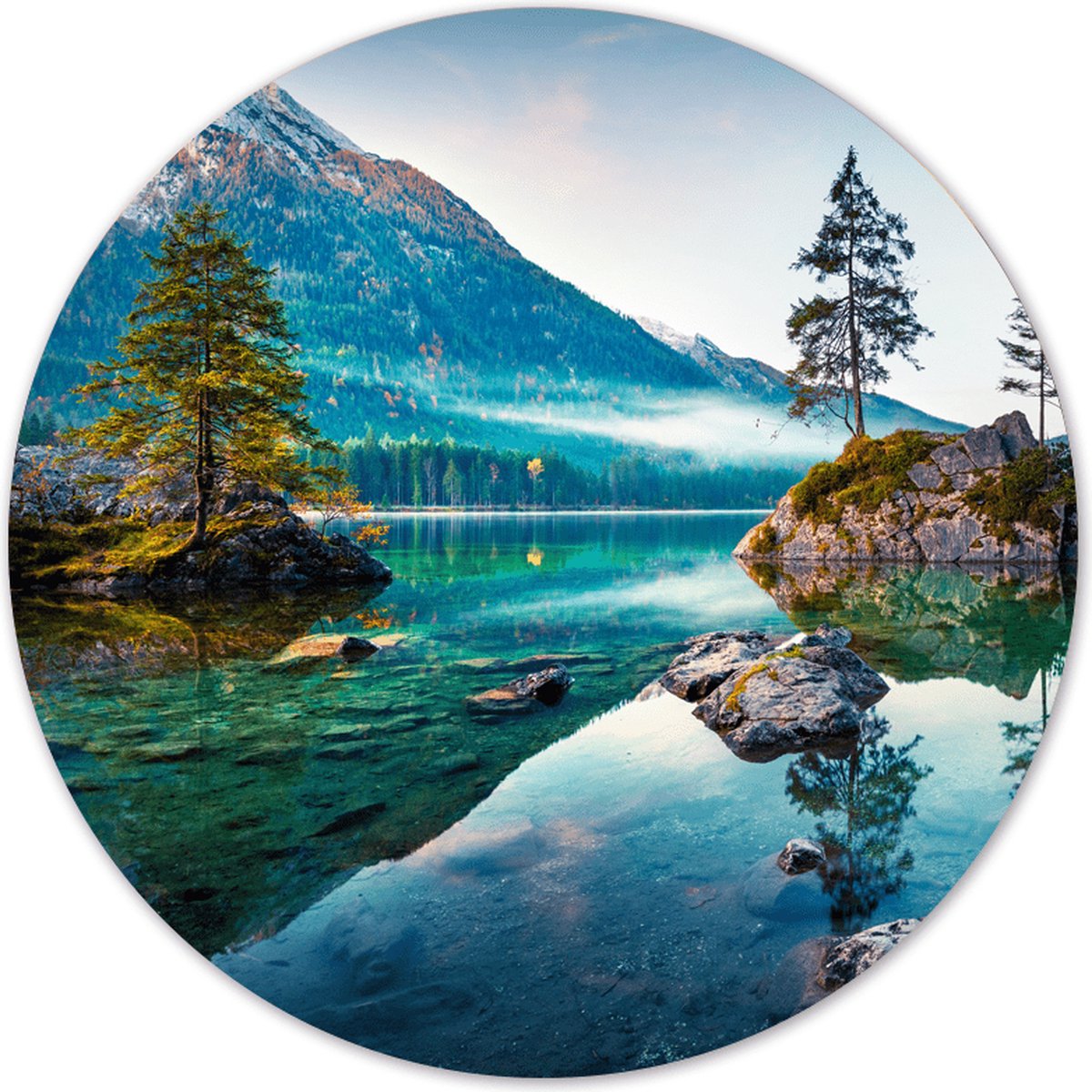 Label2X - Muurcirkel water nature - Ø 12 cm - Dibond - Multicolor - Wandcirkel - Rond Schilderij - Muurdecoratie Cirkel - Wandecoratie rond - Decoratie voor woonkamer of slaapkamer