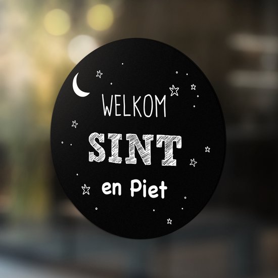 Label2X - Sticker Welkom Sint en Piet - Raamsticker - Sinterklaas 50 cm Roest - Sinterklaas decoratie - Sinterklaas versiering