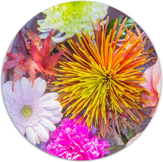 Label2X - Muurcirkel - Pretty - Ø 12 cm - Dibond - Multicolor - Wandcirkel - Rond Schilderij - Bloemen en Planten - Muurdecoratie Cirkel - Wandecoratie rond - Decoratie voor woonkamer of slaapkamer