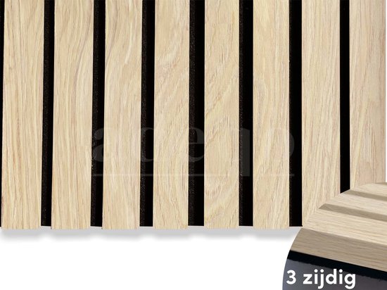 Adeqo Akupanel - Akoestische panelen - Natuurlijk Eiken 260 x 60 cm - Hout Wandpaneel - Millieuvriendelijk Materiaal - Akoestische Panelen - 3D Wandpanelen - Wandpanelen Hout