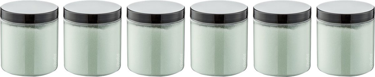 Goedkoopste Scrubzout Eucalyptus 300 gram - Pot met zwarte deksel - set van 6 stuks - Hydraterende Lichaamsscrub