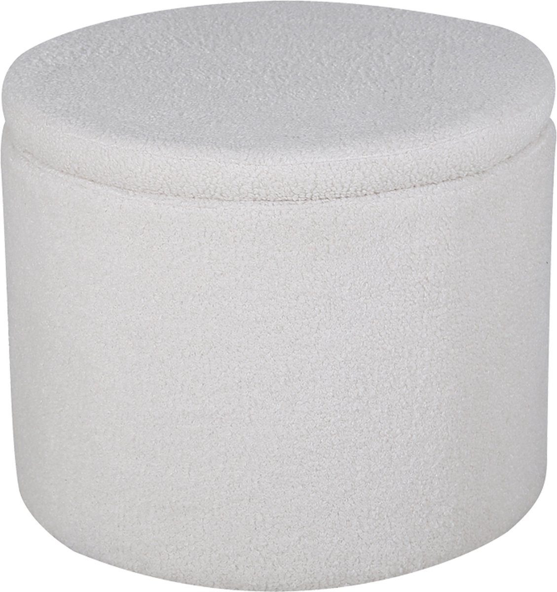 Nest living Amelia Poef Teddystof Wit - Met Opbergruimte - Rond - Met Deksel - Ø 51 x 43 cm