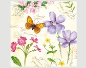 Servetten | Voorjaar | 6 x 20 servetten | 2 afbeeldingen | Vlinders en bloemen | 120 stuks wegwerp | 33 x 33 | Lente, picknick, feest