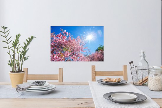 Stickers muraux - Sakura - Fleurs - Rose - 60x40 cm - Feuille adhésive