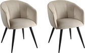 PASCAL MORABITO Set van 2 stoelen VADIM - Fluweel en metaal - Beige - van Pascal Morabito L 60.5 cm x H 81 cm x D 64 cm