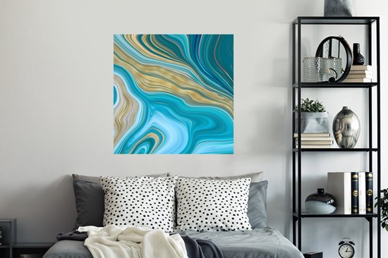 Stickers muraux - Film adhésif - Marbre - Vagues - Or - Motifs - 100x100 cm - Film adhésif - Stickers muraux chambre enfant - Papier peint autocollant XXL - Papier peint autocollant - Film adhésif