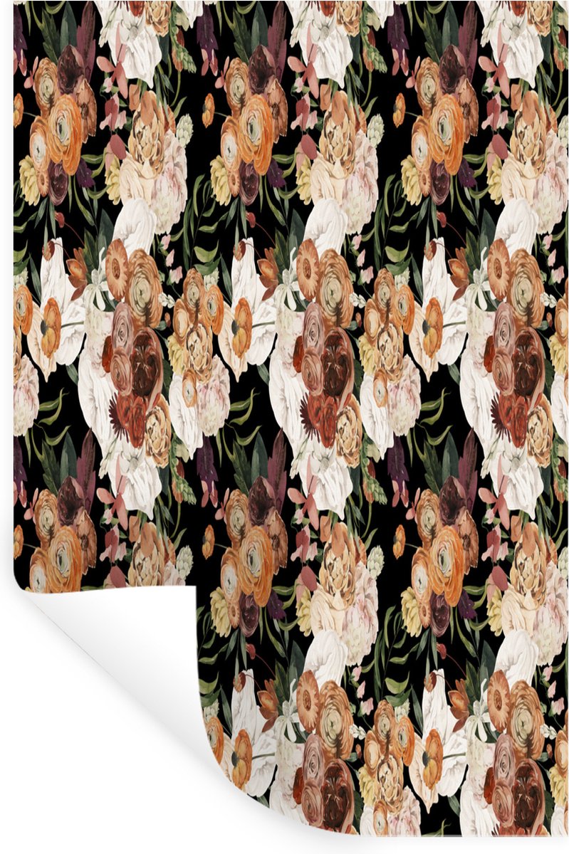 Muurstickers - Sticker Folie - Bloemen - Bruin - Patroon - 60x90 cm - Plakfolie - Muurstic