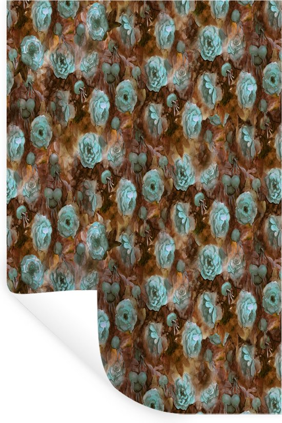 Stickers Stickers muraux - Roses - Aquarelle - Blauw - 80x120 cm - Feuille adhésive