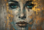 Canvas - abstract portrait of a beautiful woman. Afmeting 150x100cm