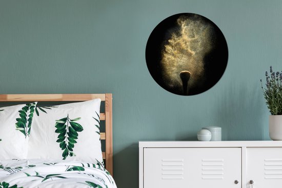 WallCircle - Stickers muraux - Cercle de papier peint - Poudre Goudor sur fond noir - 50x50 cm - Cercle mural - Autocollant - Sticker papier peint rond