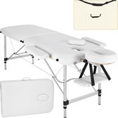 TecTake - table de massage 2 zones - matelas de 4 cm - alu - blanc - 402788