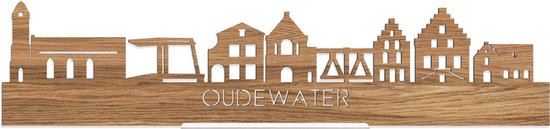 Standing Skyline Oudewater Eikenhout - 60 cm - Woondecoratie design - Decoratie om neer te zetten en om op te hangen - Meer steden beschikbaar - Cadeau voor hem - Cadeau voor haar - Jubileum - Verjaardag - Housewarming - Interieur - WoodWideCities