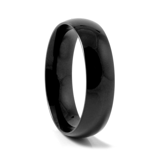 Lucleon - Sentio - Zwarte gepolijste roestvrijstalen ring voor heren - 6 mm