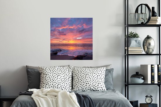 Stickers Stickers muraux - Plage - Mer - Coucher de soleil - 80x80 cm - Film adhésif