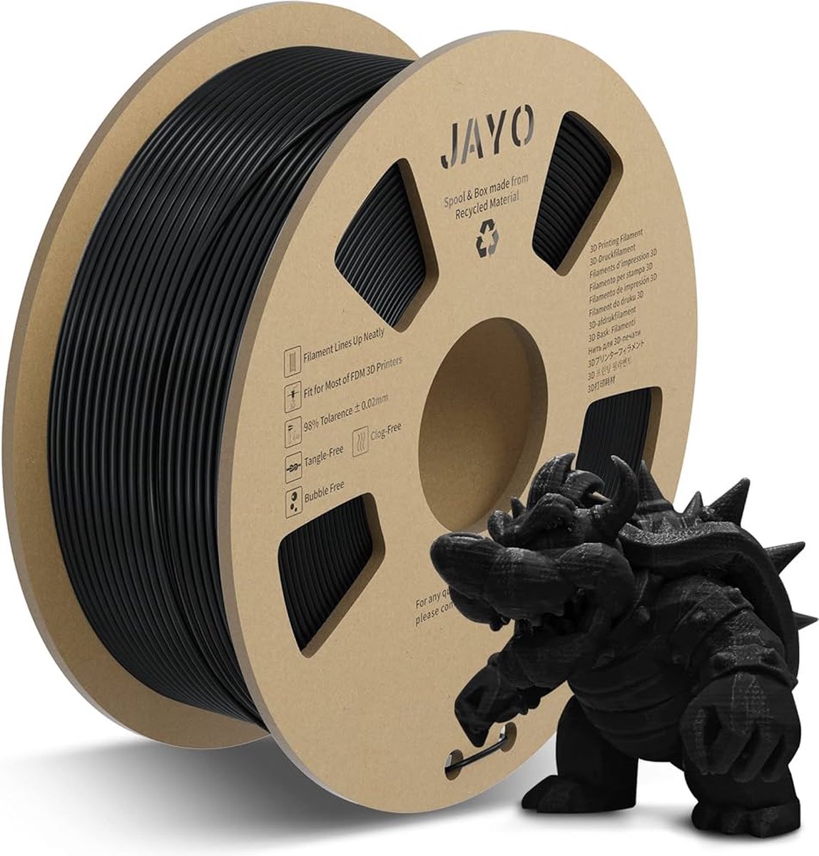Zwart - Jayo - Hoogwaardige kwaliteit - PLA filament - 1kg - 1.75mm - 3D printer filament