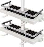 Belle Vous 2 Pack of White Shower Caddy Shelf Organisers - 27cm/10.6 Inches - No Drilling PP Bathroom Racks - Rustproof Shower Storage Shelves for Shampoo, Soap, Razors, Towels and Accessories