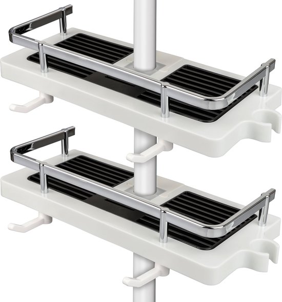 Foto: Belle vous 2 pack of white shower caddy shelf organisers 27cm 10 6 inches no drilling pp bathroom racks rustproof shower storage shelves for shampoo soap razors towels and accessories