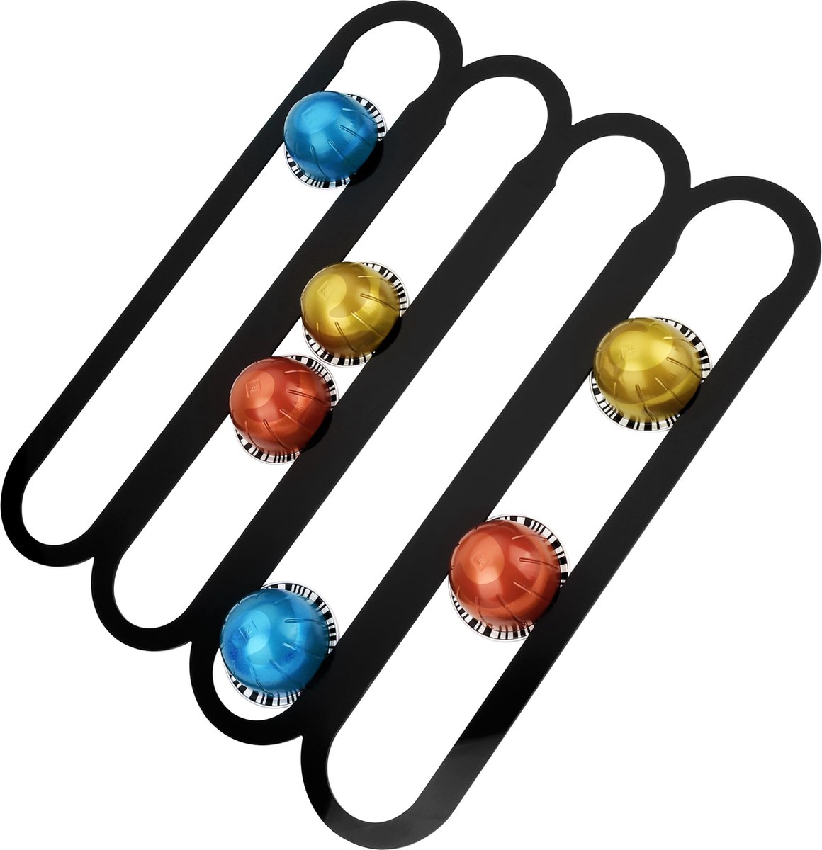 BELLE VOUS Koffie Capsule Houder Tot 20 Koffiecapsules Voor De Meeste Koffiekuipjes Zelfklevend Horizontaal en Verticaal Zwart acryl