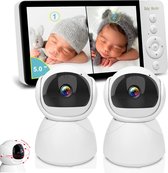 iNeedy BabyWatch Duo 5inch - Twee camera’s - Babyfoon met camera - Video & Audio - Baby monitor - Op afstand bestuurbaar – 5 inch monitor - Nachtzicht - Terugspreekfunctie - Incl. Geluidsdetectie, Slaapmuziek, Voedingsalarm – 2.4 GHz