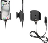 Brodit houder geschikt voor Apple iPhone 15 / 15 Pro , Actieve verstelbare houder met 12V USB SIG-Plug 70-83mm