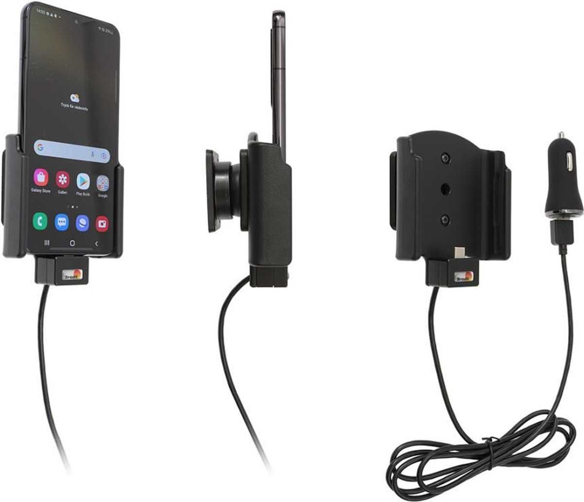 Brodit houder geschikt voor Samsung Galaxy S22 Actieve houder met 12V USB plug