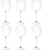 Set van 12x rode wijn/gin tonic ballon glazen transparant 650 ml onbreekbaar kunststof - Herbruikbaar - Wijnen wijnliefhebbers drinkglazen