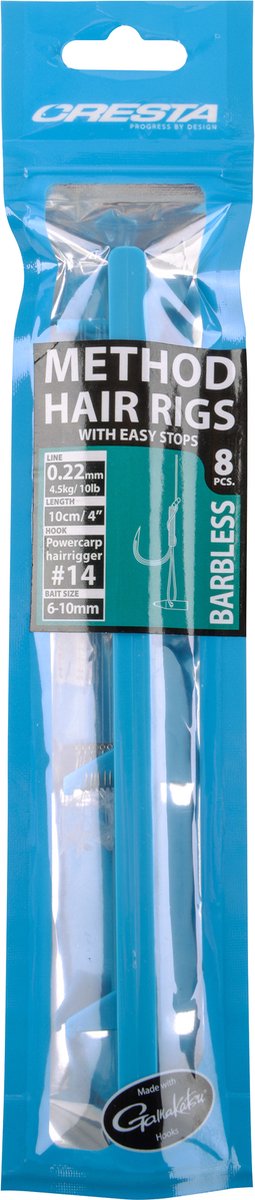 Cresta Method Hair Rig Easy Stop Barbless - Maat : 10cm - haak 12 - 0.24mm