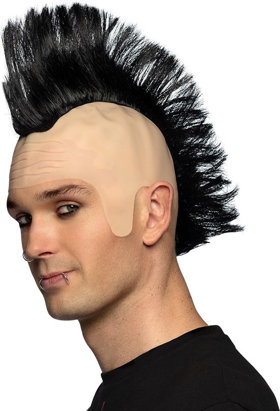 Boland - Pruik Punk Zwart - Hanenkam - Kort - Mannen - Punker - 50's - Rock & Roll - Grappig - Fout
