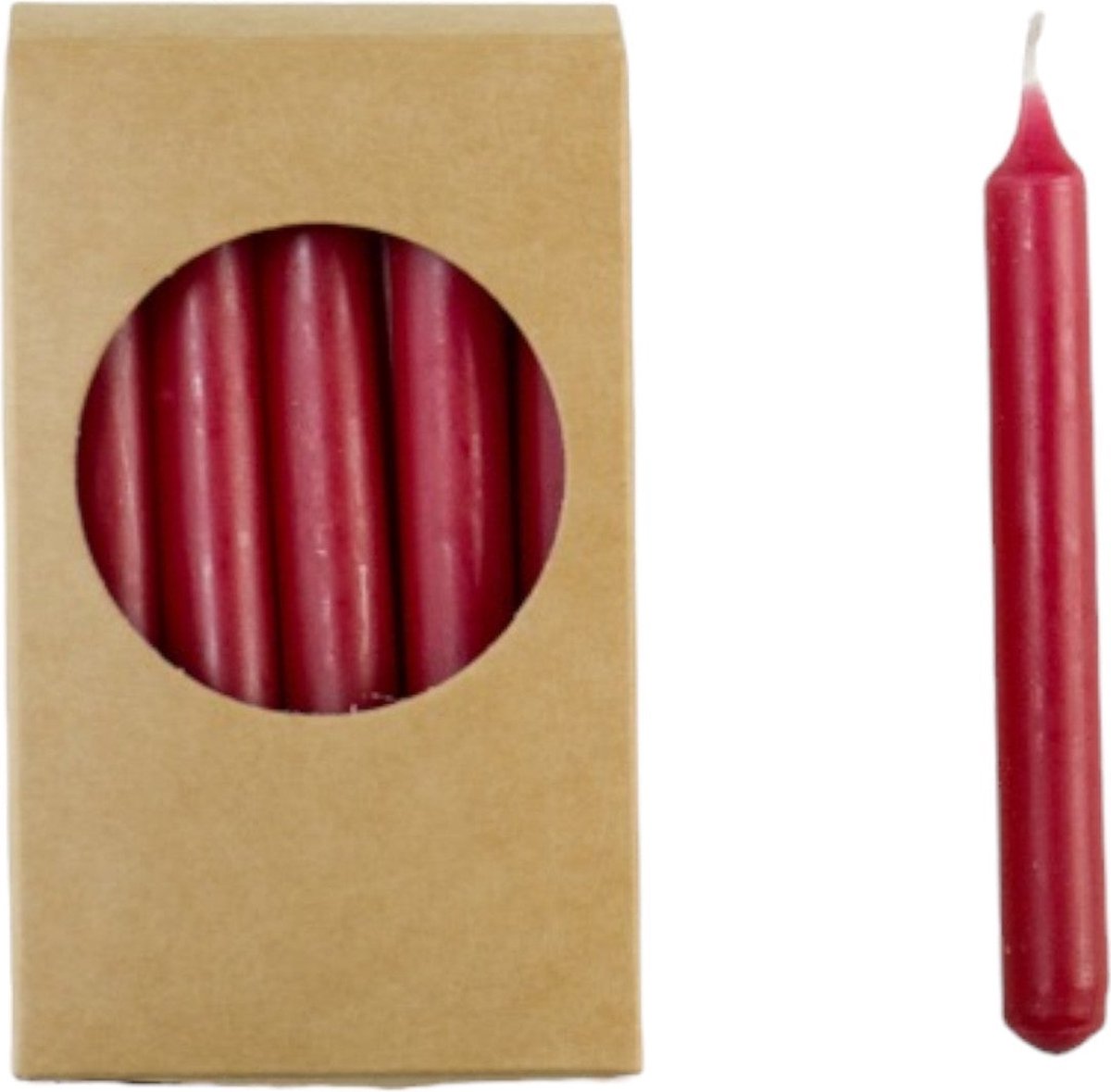 Rustik Lys Kleine, dunne Potloodkaarsjes (set van 20, 1.2 x 10cm) - Antiek Rood