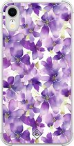 Casimoda® hoesje - Geschikt voor iPhone XR - Floral Violet - Shockproof case - Extra sterk - TPU/polycarbonaat - Paars, Transparant
