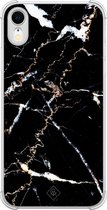 Casimoda® hoesje - Geschikt voor iPhone XR - Marmer Zwart - Shockproof case - Extra sterk - TPU/polycarbonaat - Zwart, Transparant