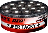 Pro's Pro Supertacky + badminton tennis overgrips - zwart - 30stuks