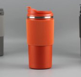 To-Go Koffiebeker/Thermosbeker RVS - 450 ML - Oranje Rood