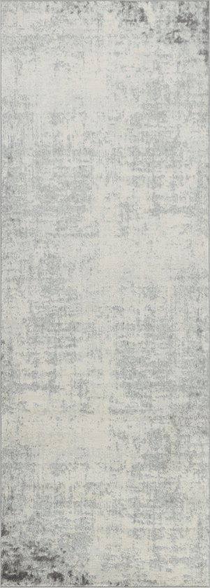 SURYA Vloerkleed - Hal- Slaapkamer - Modern Abstract Loper Gang ALIX - Wit/Grijs - 80x220 cm