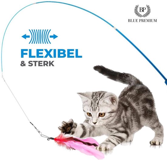 2 Kattenhengels met 10 Speeltjes – Bewegende Kattenspeeltjes met Veren en Belletjes – Interactieve Kattenspeelgoed Voor Kittens – Cat Toys