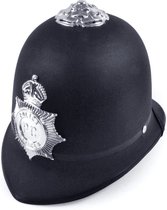 Rubies Politie/agent verkleed helm - zwart - satijnen stof - voor kinderen - Verkleed accessoires/helmen