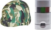 Carnaval verkleed soldaten/leger set - camouflage print helm - make-up stick camouflage kleuren