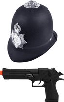 Carnaval verkleed politie agent set - pet/cap zwart - pistool zonder paffertjes