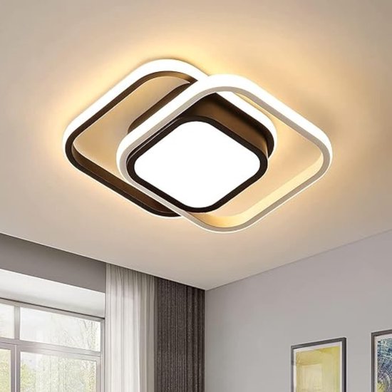 Moderne led-plafondlamp, 24 W, 2700 lm, plafondlamp, led, rond, zwart, voor woonkamer, keuken, slaapkamer, hal, koudwit, 6500 K, 20 cm