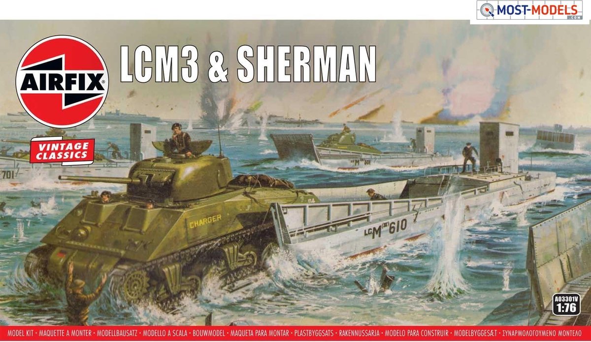 Airfix Modelbouwpakket Militaire voertuigen - 03301V LCM3 - Sherman Plastic - 1:76 - Modelbouw