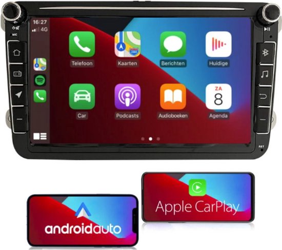 Car Essentials - Apple CarPlay & Android Auto - Inbouwscherm 8 inch - Volkswagen, Seat & Skoda - Autoradio 2Din - Ingebouwde WiFi & Bluetooth - Inclusief Achteruitrijcamera