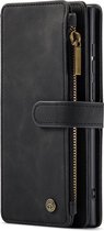 CaseMania Bookcase hoesje geschikt voor Samsung Galaxy S23 Ultra - Effen Zwart - Kunstleer - - Portemonnee met 10 Vakjes voor Pasjes en Ritsvak