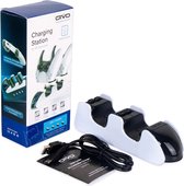 DrPhone PowerCharge - Draadloos Opladen - Duo Opladen - Super Snel Laden - LED Lampjes - USB - Geschikt Voor PS5 Controller - Wit