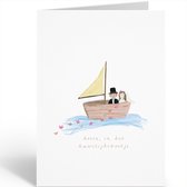 The Card Company - Wenskaart 'Hoera in het Huwelijksbootje' (A6, Dubbel)