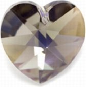 Swarovski Elements, hart 18x18mm, black diamond AB met zilverfoil rug (6206), per stuk