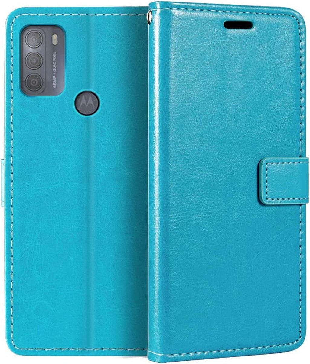 Portemonnee Book Case Hoesje Geschikt voor: Motorola Moto G50 turquoise