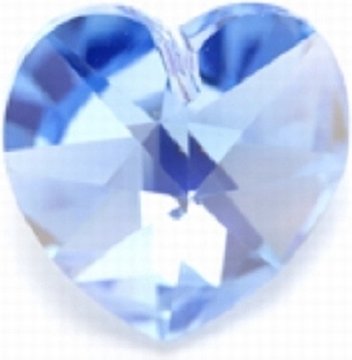 Swarovski Elements, hart 18x18mm, light sapphire AB met zilverfoil rug (6202), per stuk