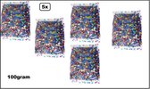 5x Sachet de chips de confettis colorés de 100 grammes - papier - Fête à thème Carnaval Parade Festival party