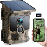 Caméra sauvage - Caméra sauvage avec vision nocturne - Caméra animalière à énergie solaire - 4K 30FPS - Carte Micro SD 32 Go
